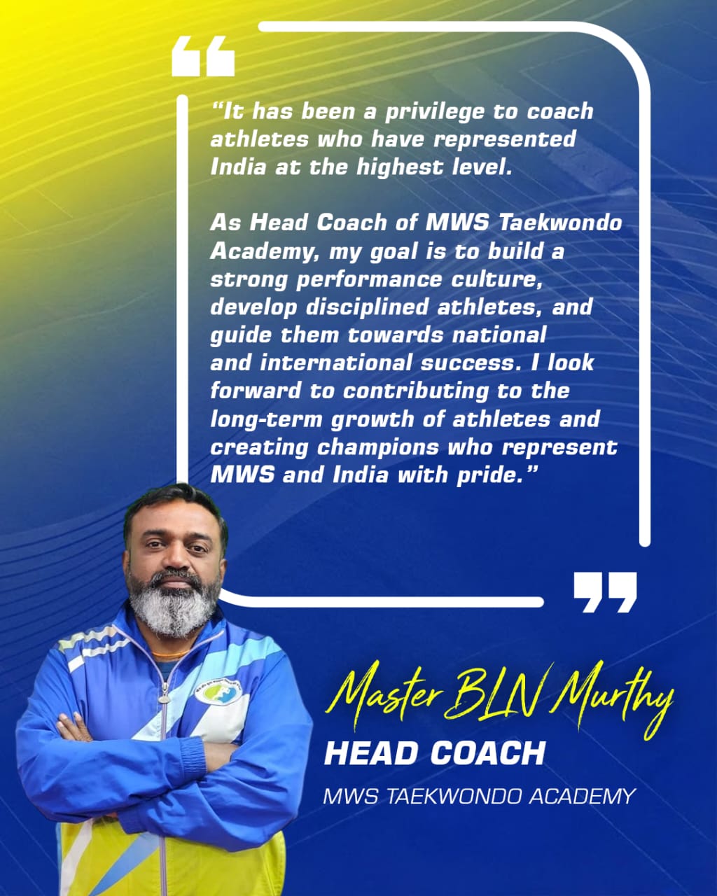Master BLN Murthy Joins as Head Coach